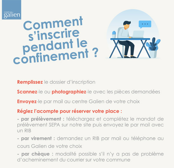 inscription pendant le confinement avec Cours Galien